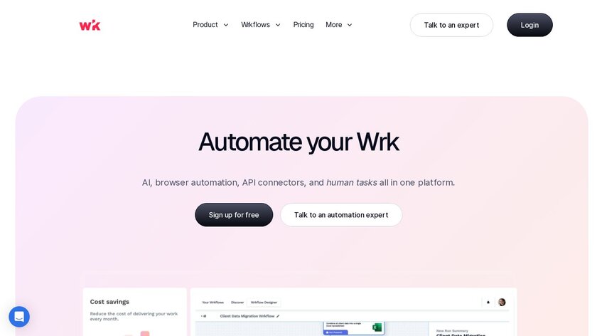 Wrk Automation Platform Landing Page