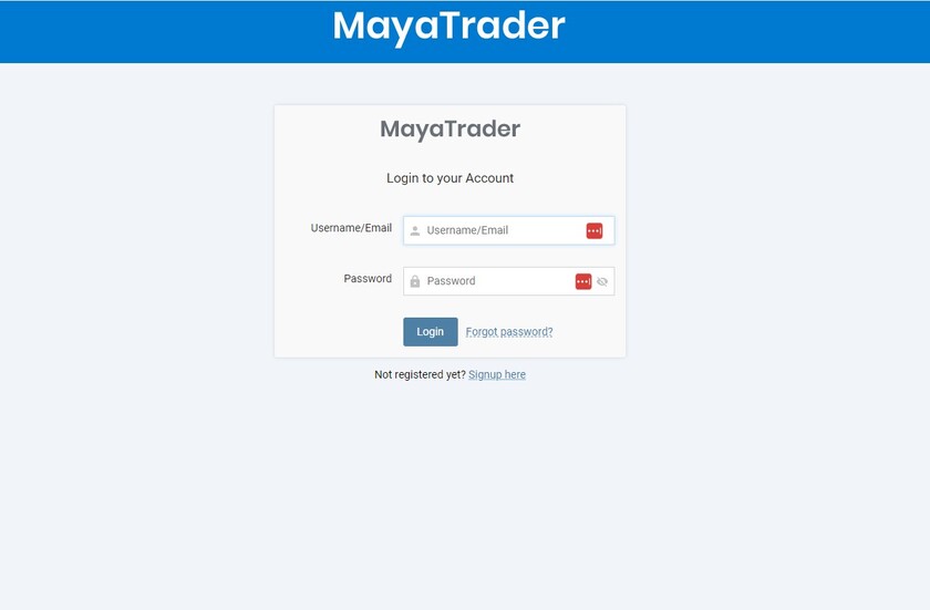 MayaTrader Landing Page