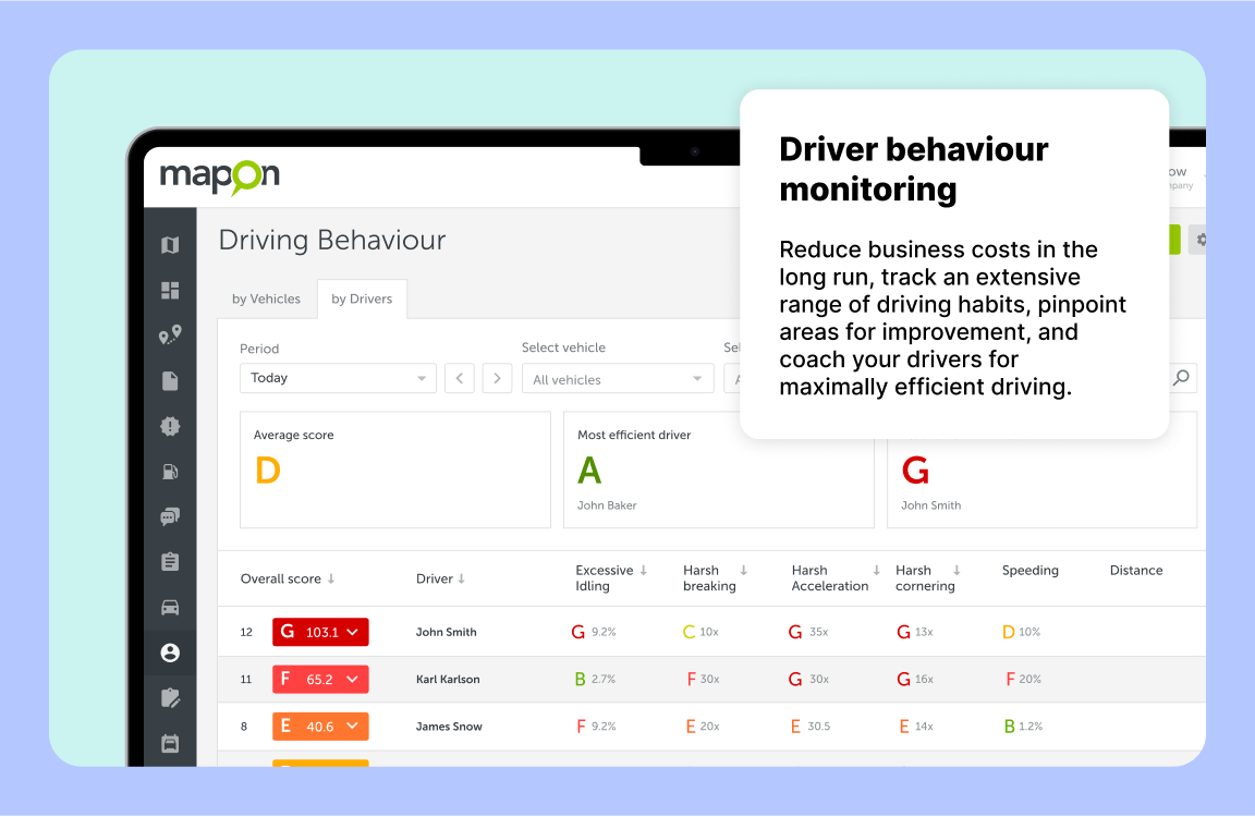 Mapon Driver behaviour solution