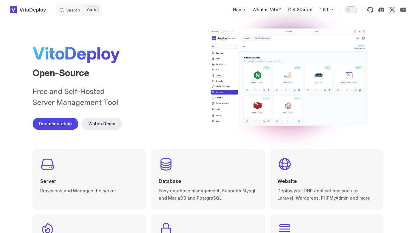 VitoDeploy Landing page