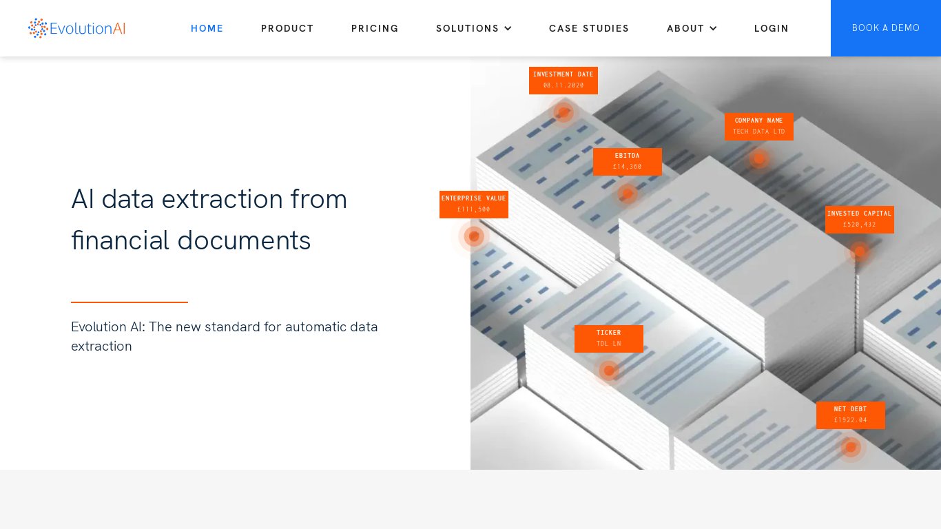 Evolution AI Landing page