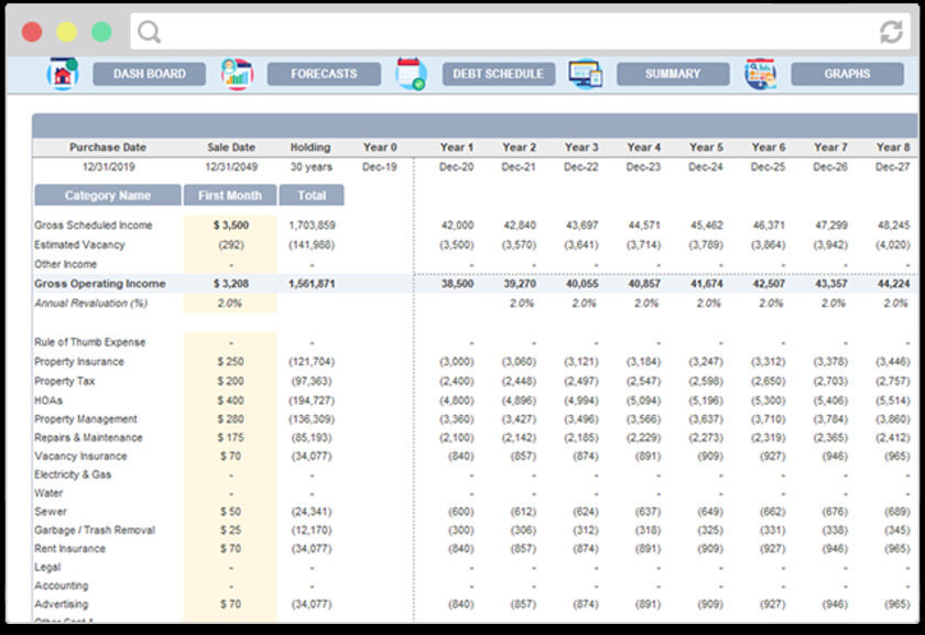 Real Estate Spreadsheets Landing Page