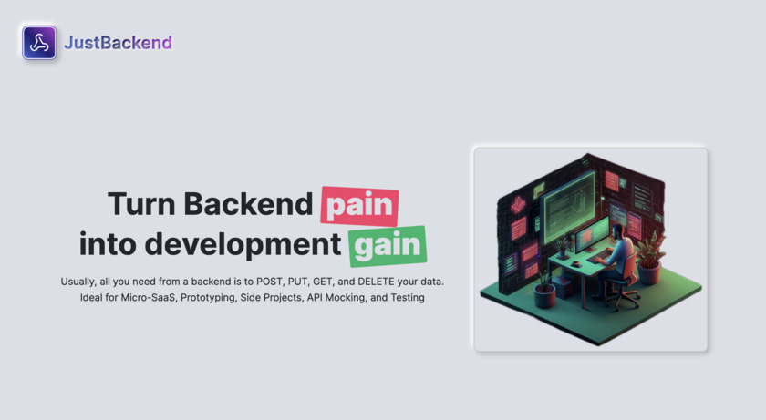 JustBackend Landing Page