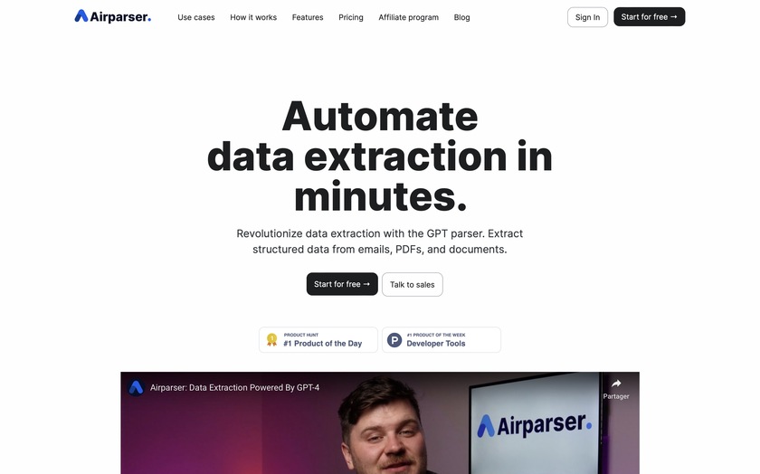 Airparser Landing Page