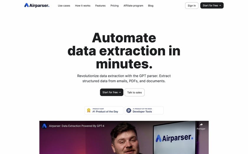 Airparser Landing Page