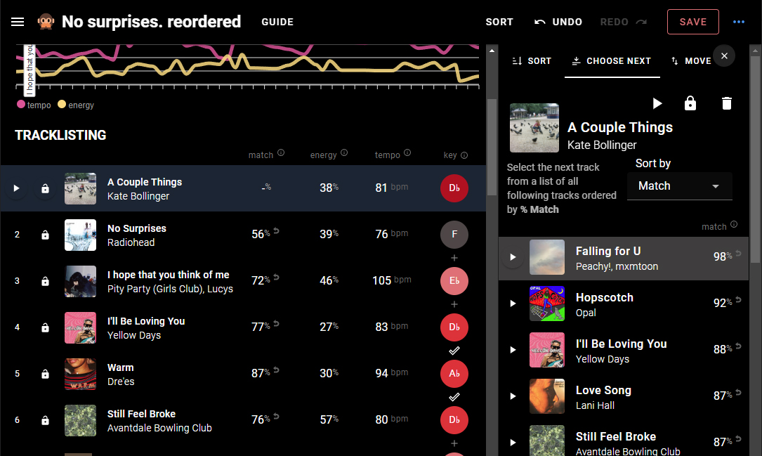 Sort by Tune Choose Next Track