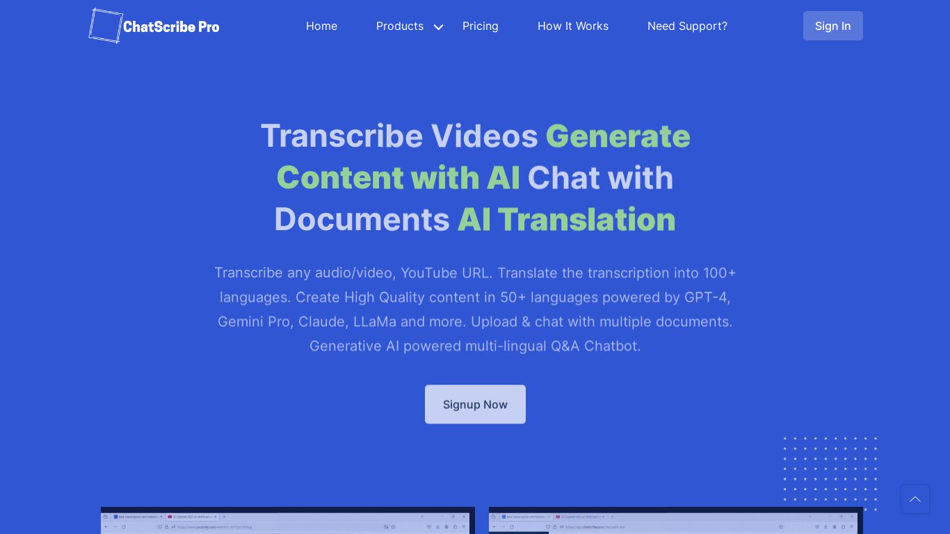 ChatScribe Pro Landing page