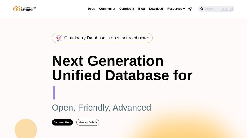 Cloudberry Database Landing Page