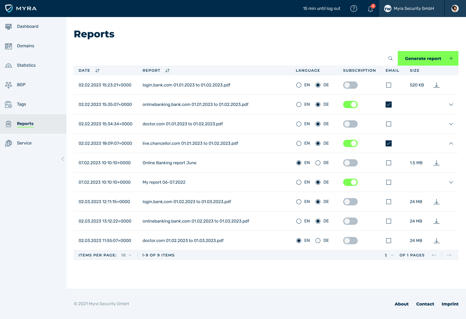 Myra Hyperscale WAF Myra App Custom Reports