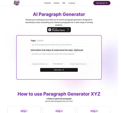 Paragraph Generator  XYZ screenshot