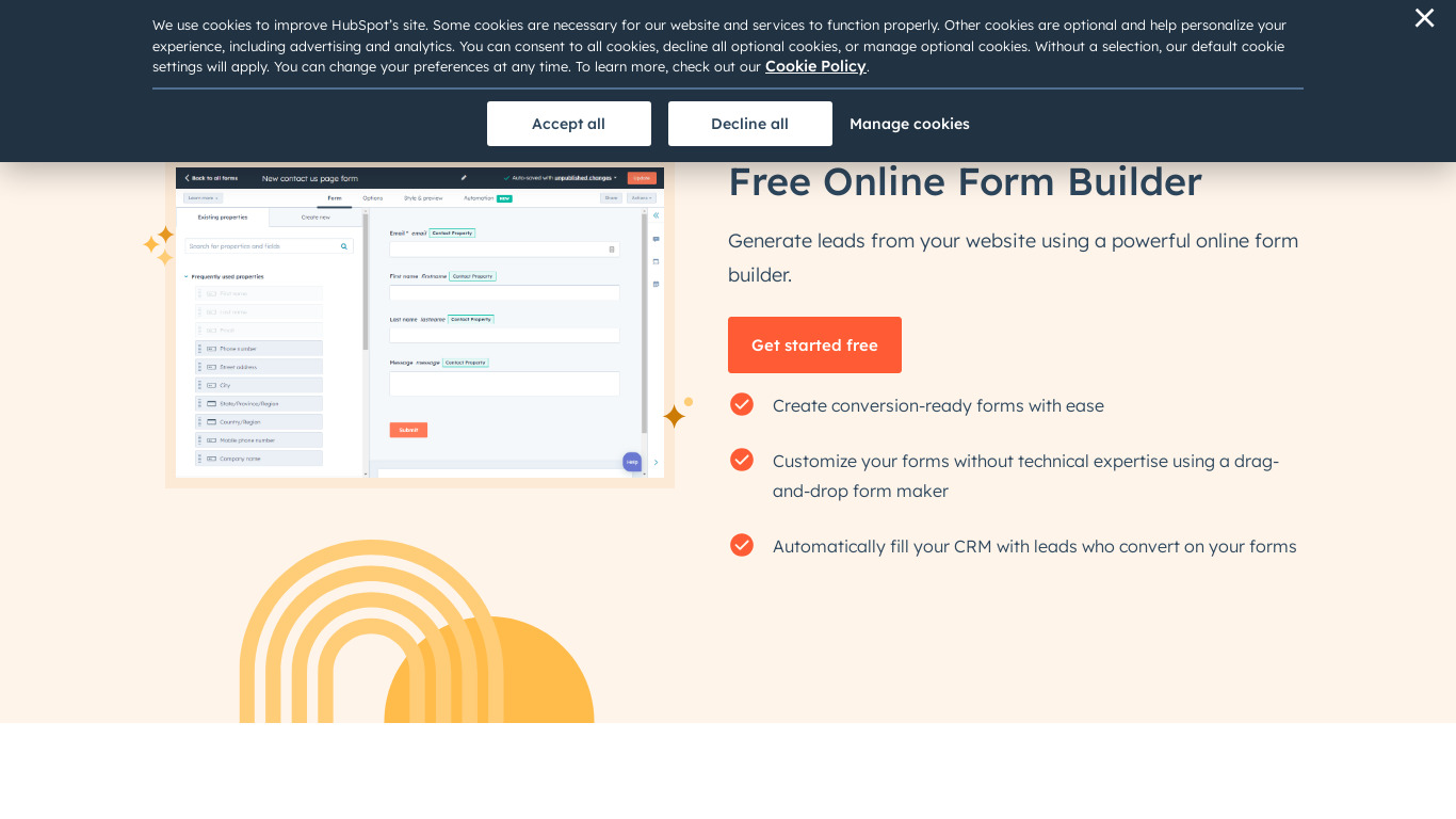 Hubspot Forms Landing page
