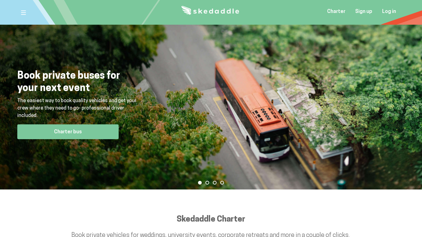 Skedaddle Landing page