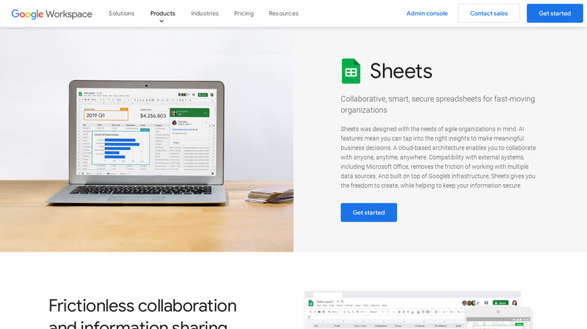 Sheets by Google Landing Page