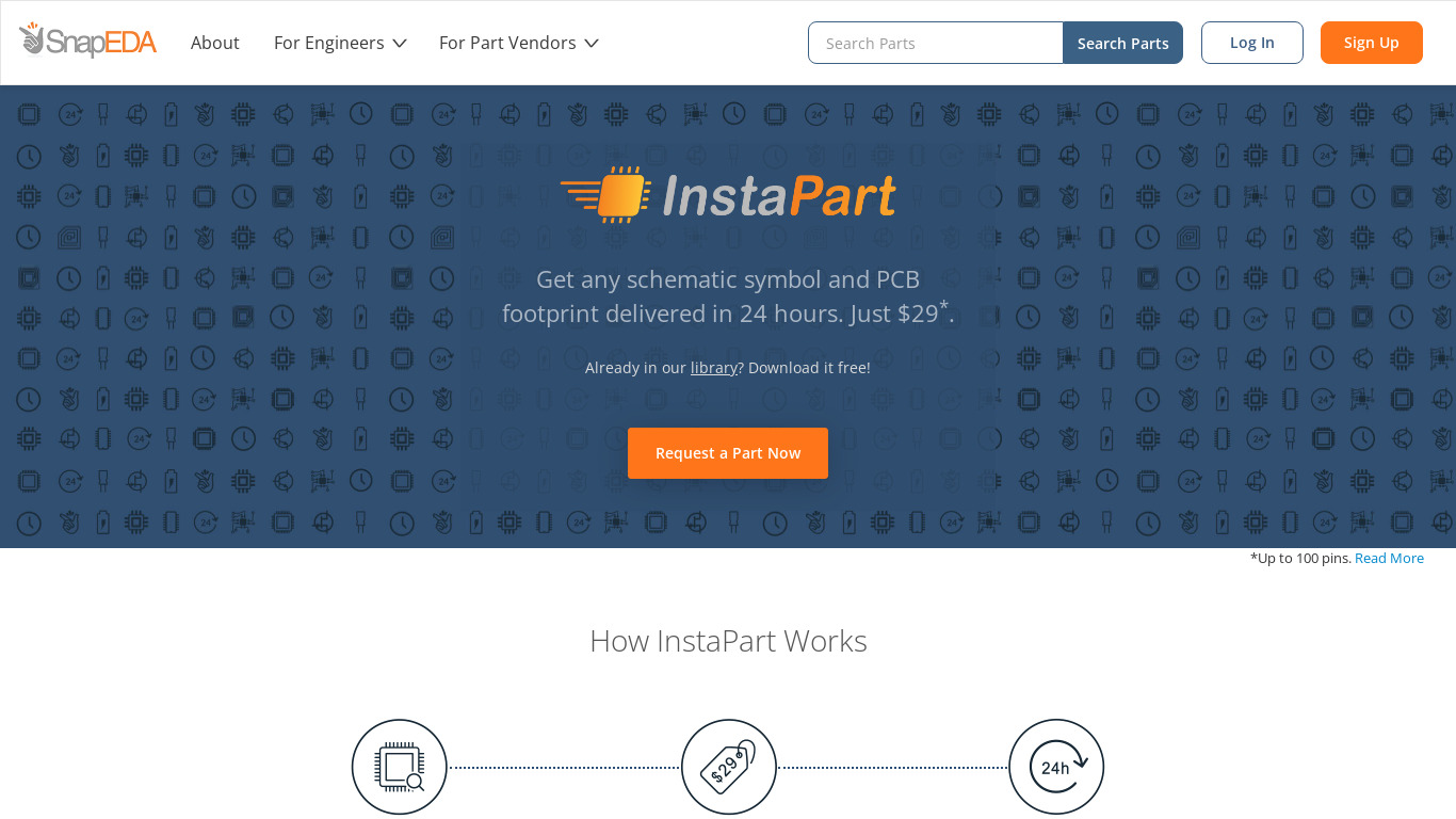 InstaPart Landing page