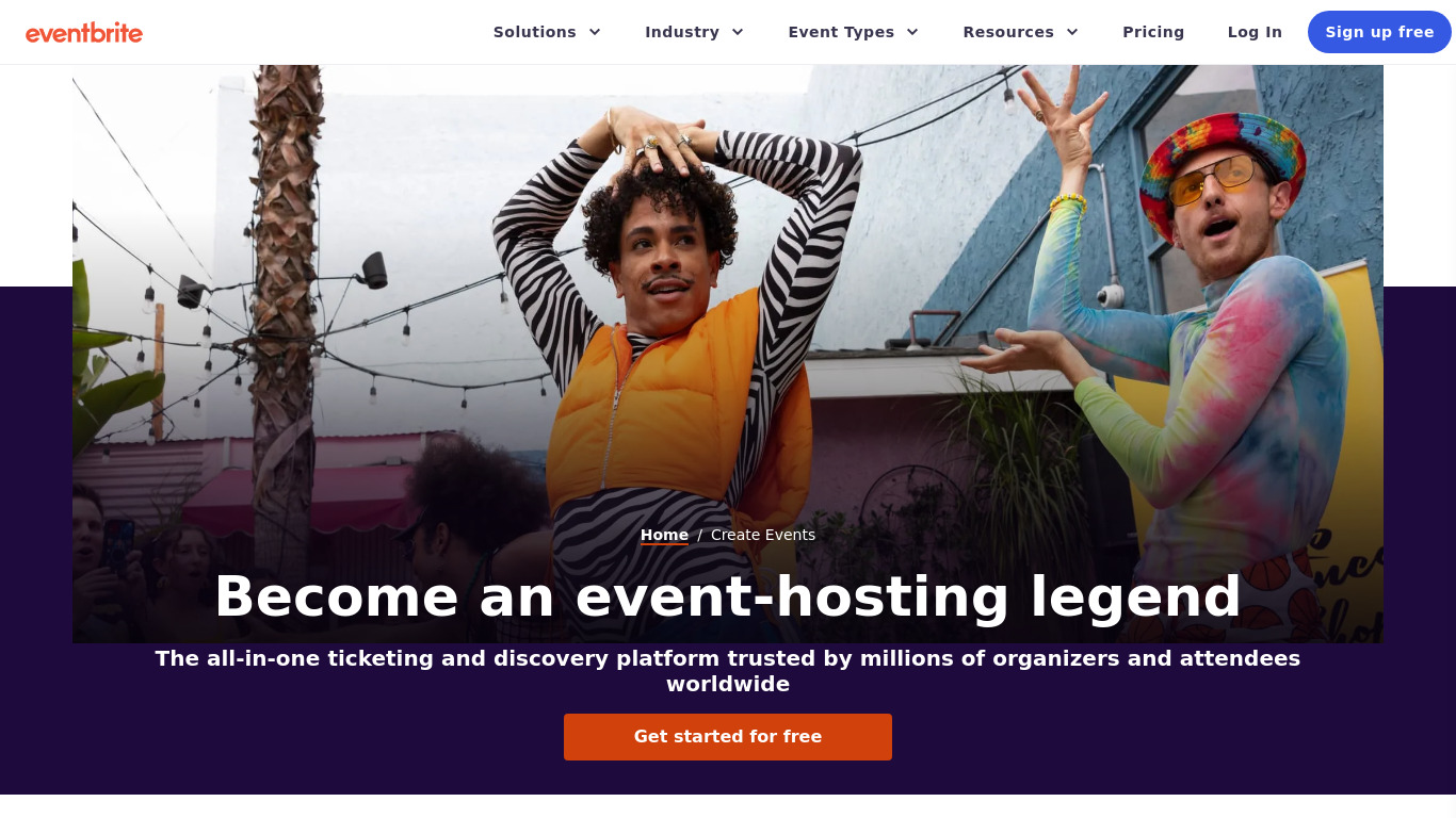 Rally by Eventbrite Landing page
