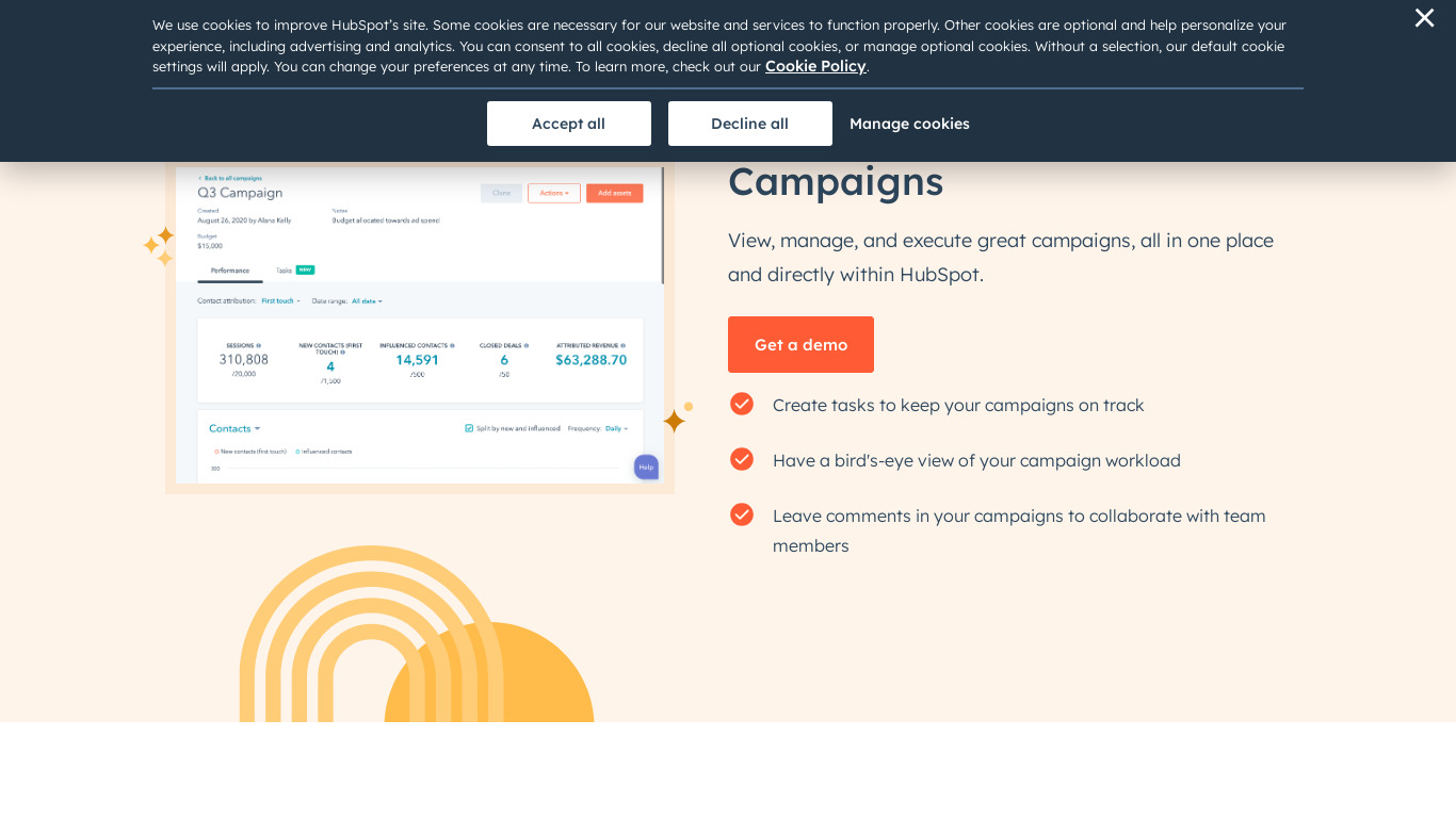 HubSpot Projects Landing page