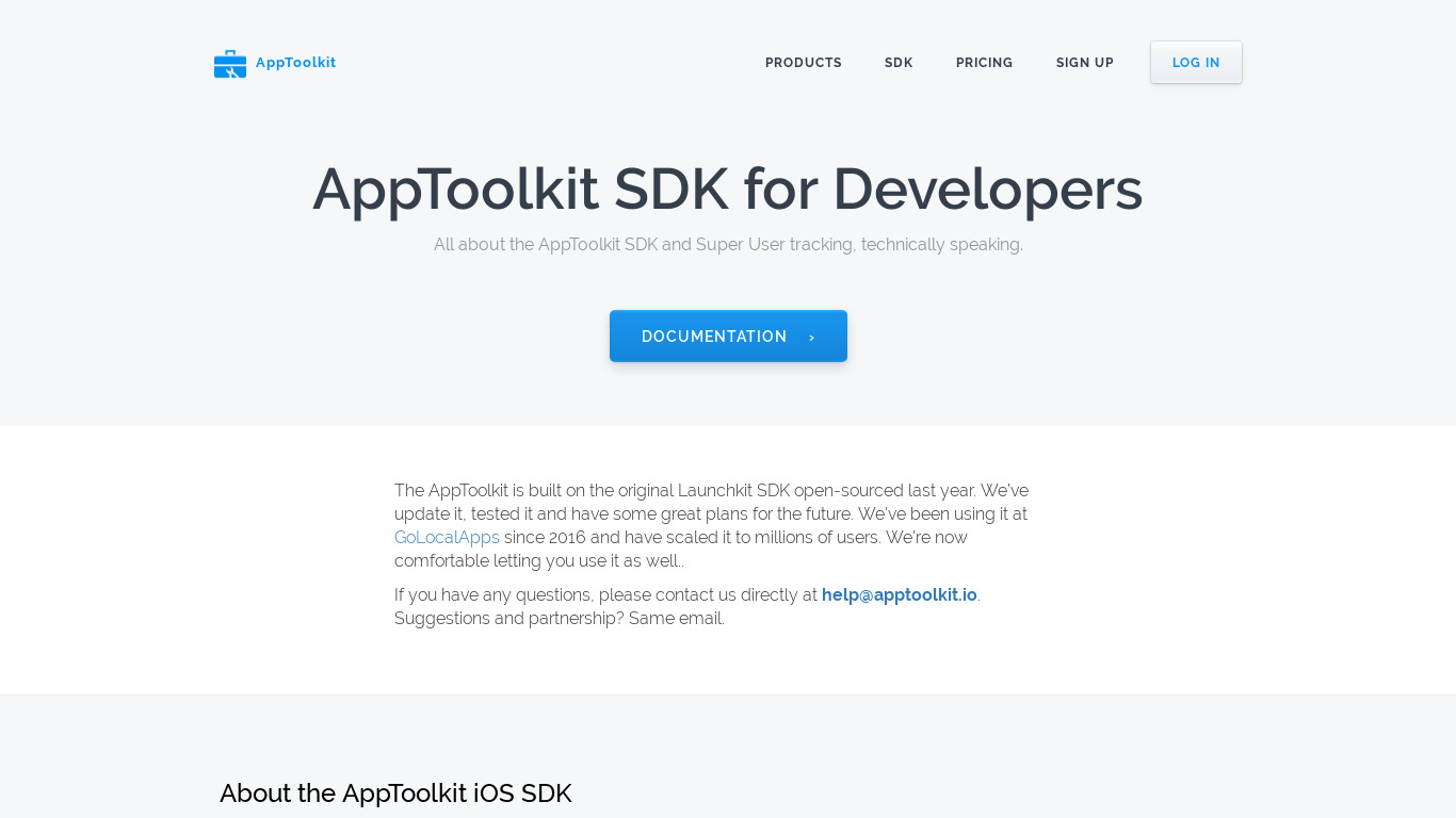 AppToolkit SDK Landing page