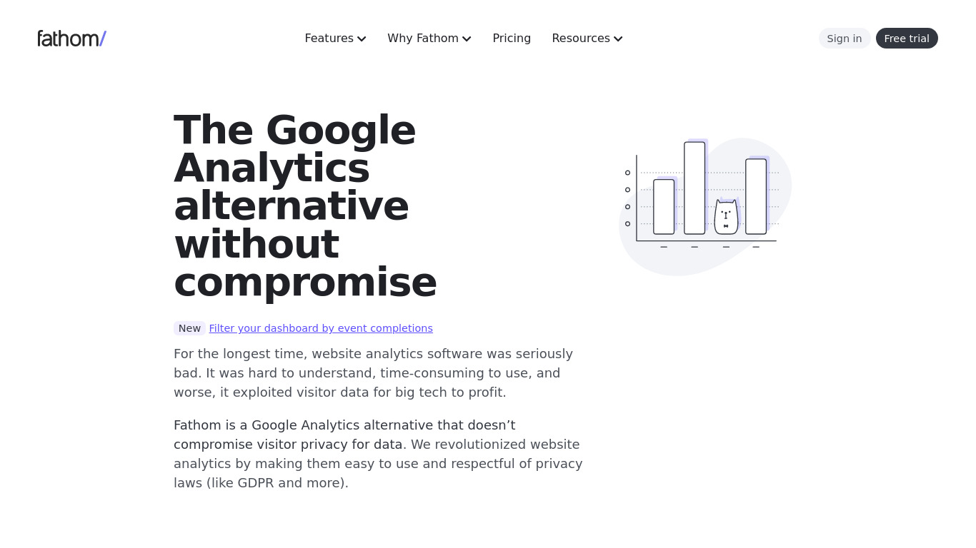 Fathom Analytics Landing page