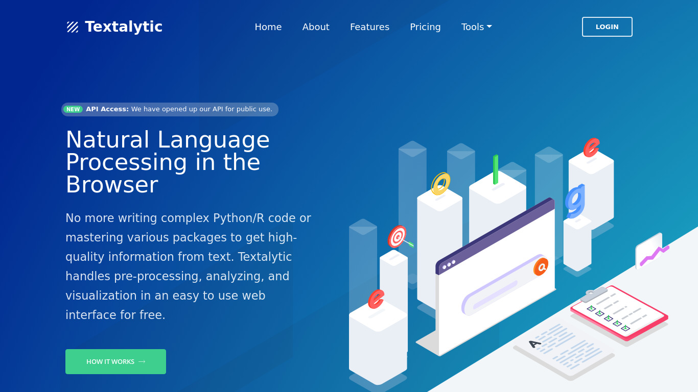 Textalytic Landing page