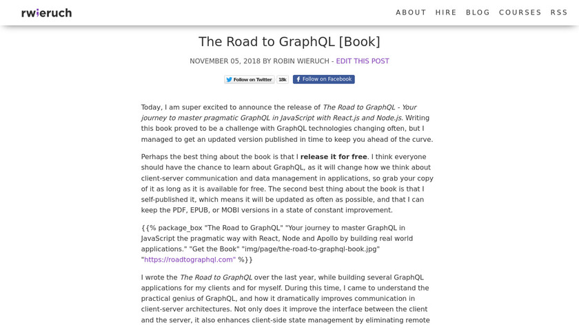 The Road to GraphQL Landing Page