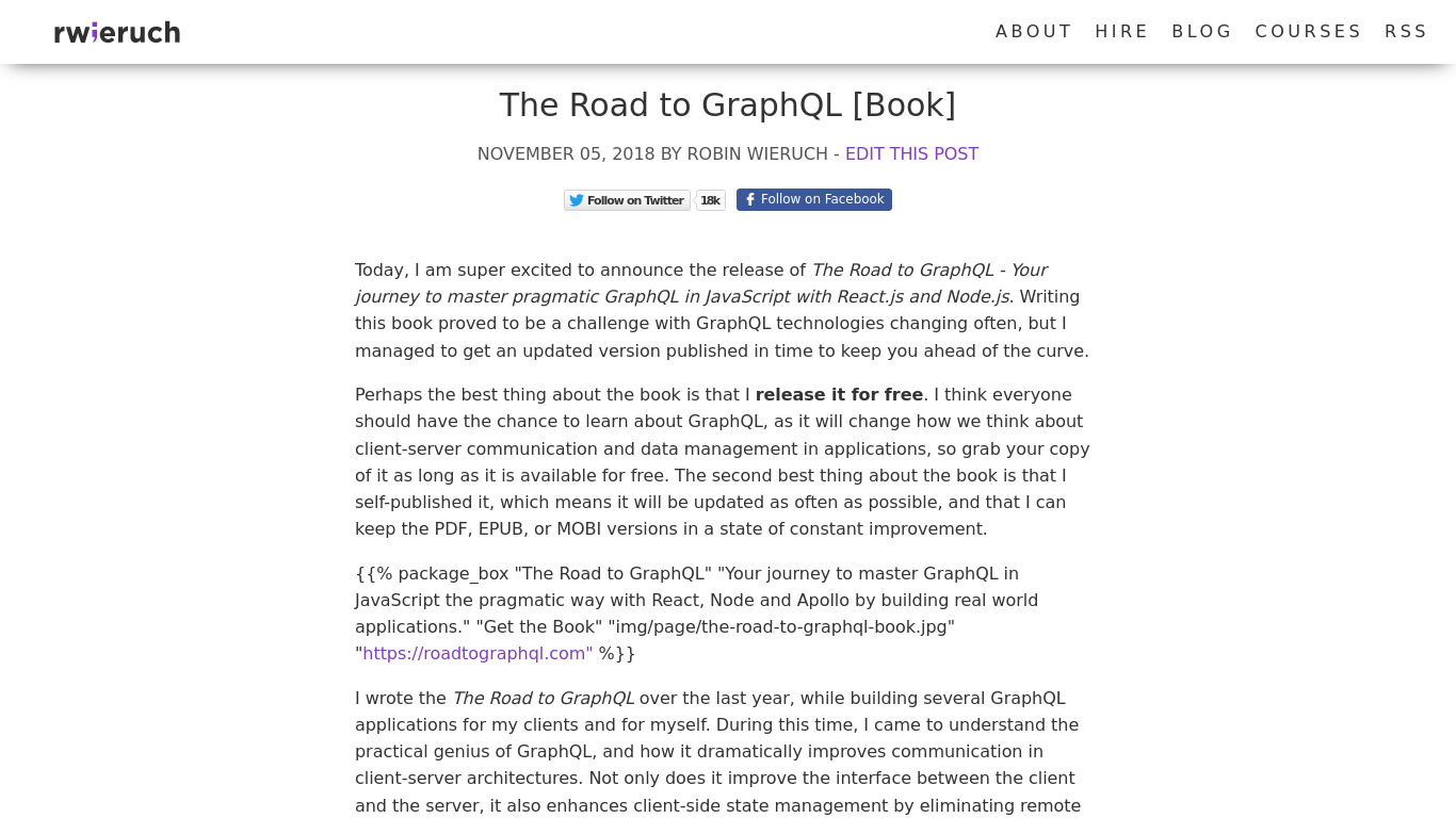 The Road to GraphQL Landing page