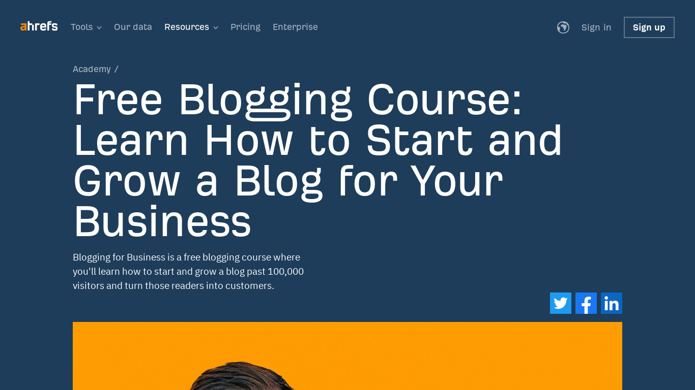 Blogging for Business Landing page