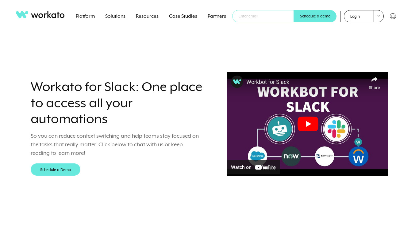 Workbot for Slack Landing page