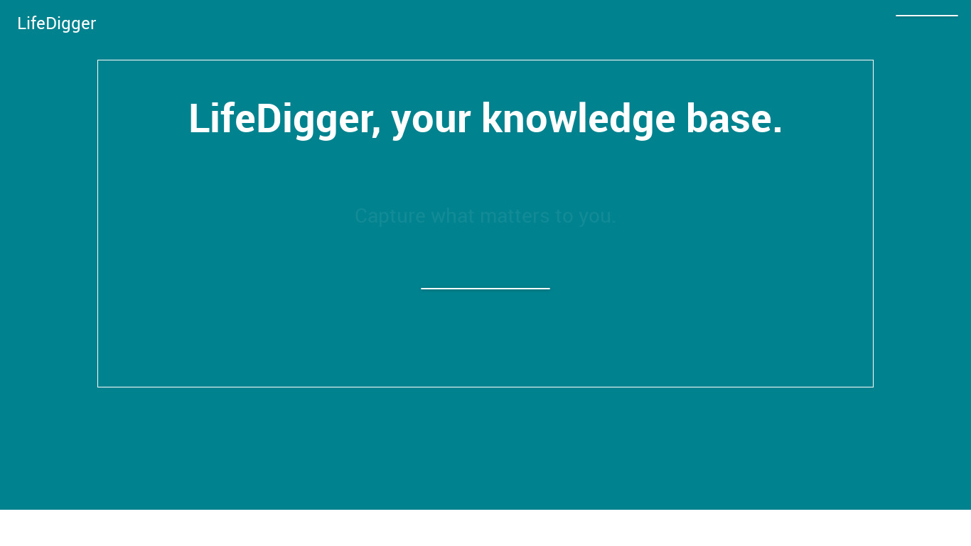 LifeDigger Landing page
