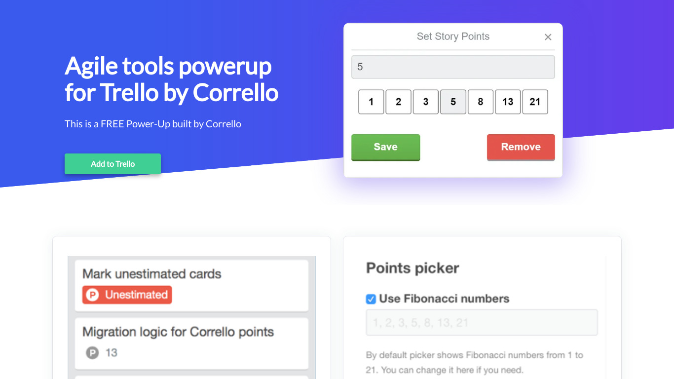 Agile Tools for Trello Landing page