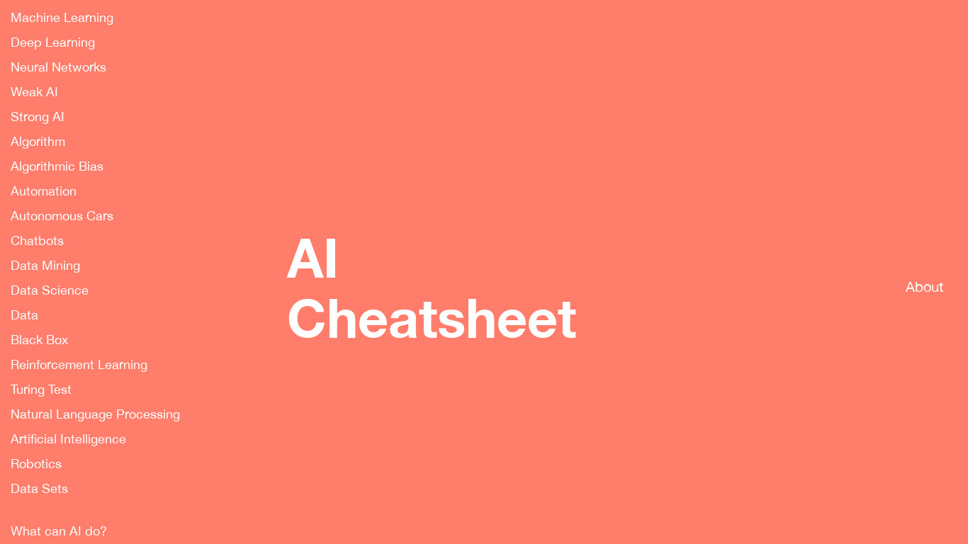 AI Cheatsheet Landing page