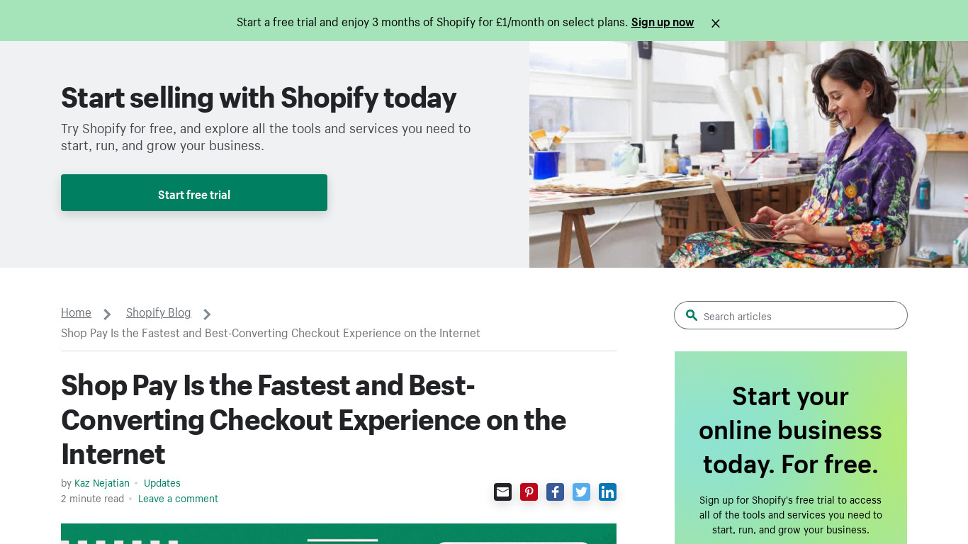 Shopify Pay Landing page