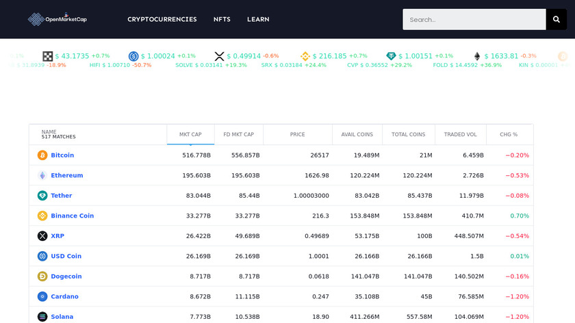 OpenMarketCap Landing Page