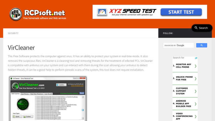 VirCleaner Landing Page