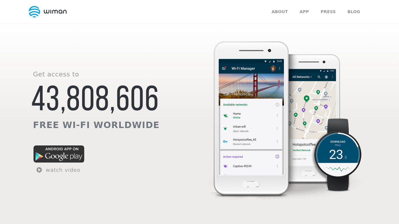 Wiman Free WiFi Landing page