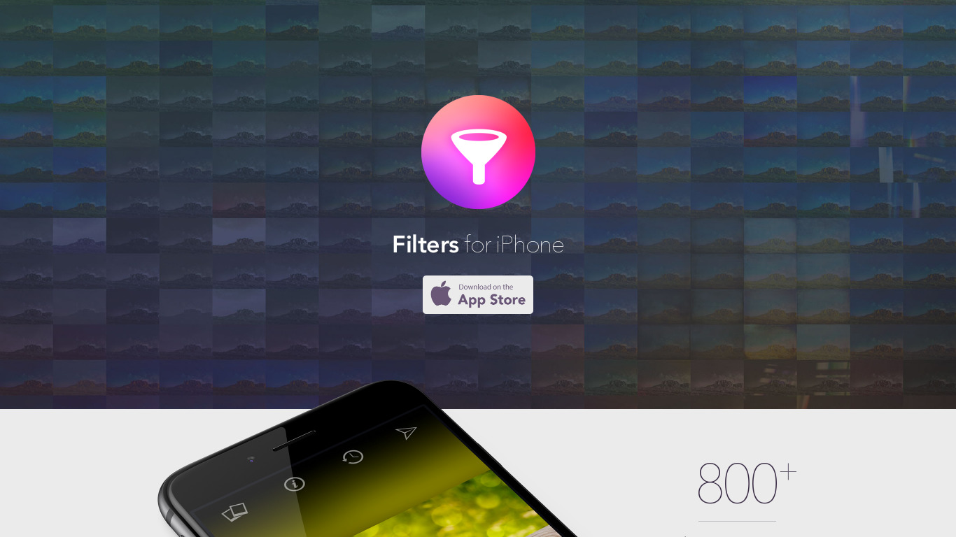 Filters for iPhone Landing page