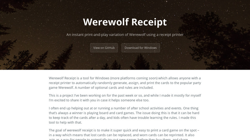 Werewolf Receipt Landing Page