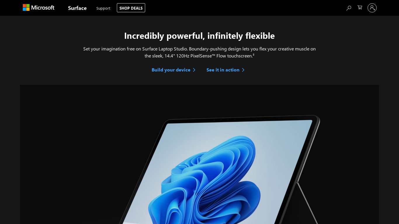 Microsoft Surface Book 2 Landing page
