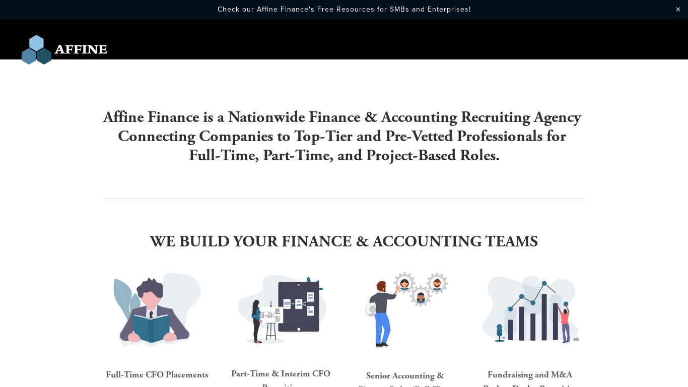 Affine Finance Landing page