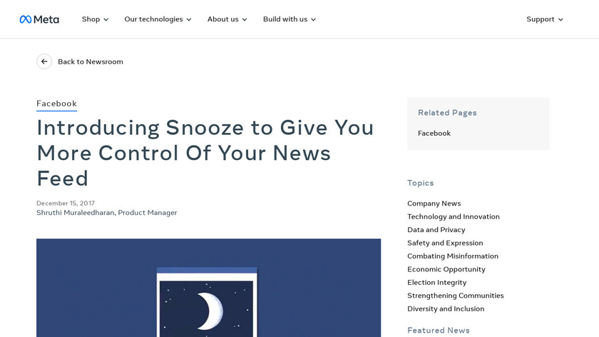 News Feed Snooze Landing Page