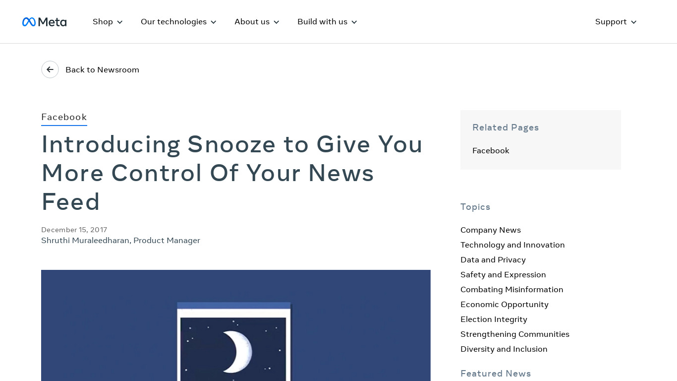 News Feed Snooze Landing page