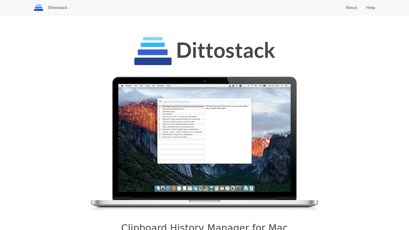 Dittostack Landing page