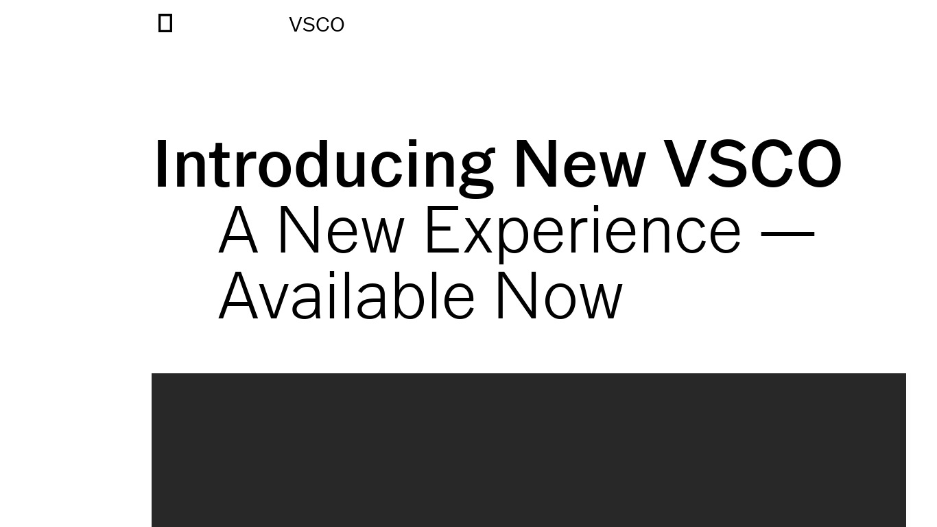 New VSCO Landing page