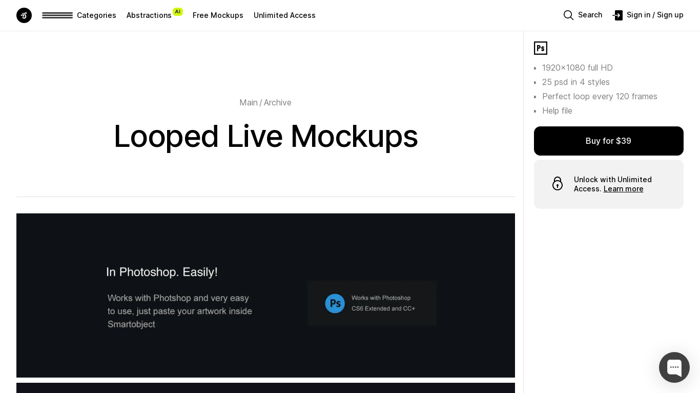 Looped Live Mockups Landing page