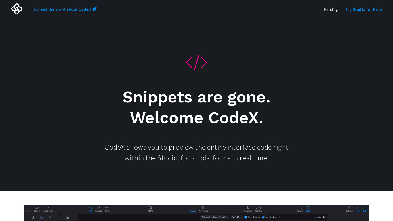 CodeX by Supernova Landing page
