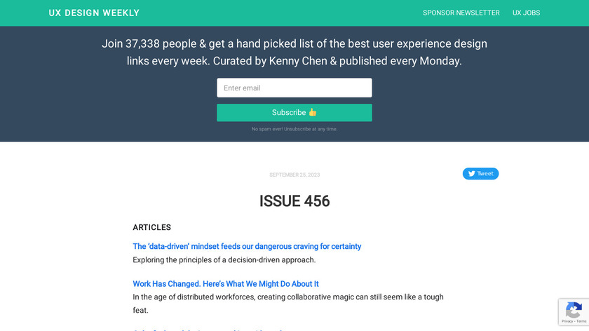 UX Design Weekly Landing Page
