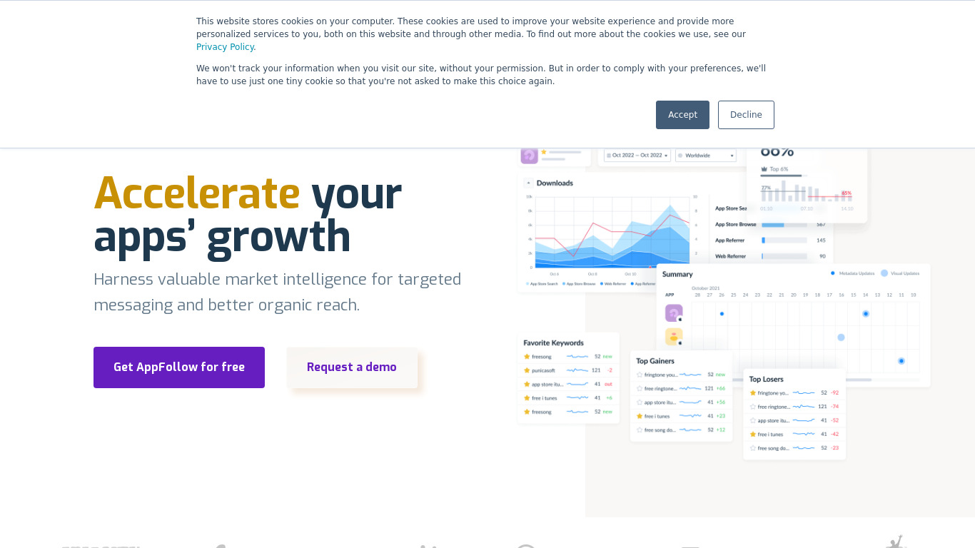 ASO Tools by AppFollow Landing page