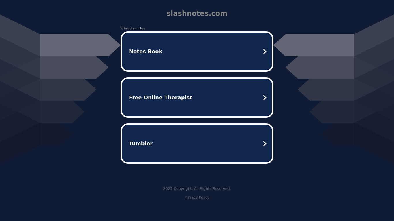 Slash Notes Landing page