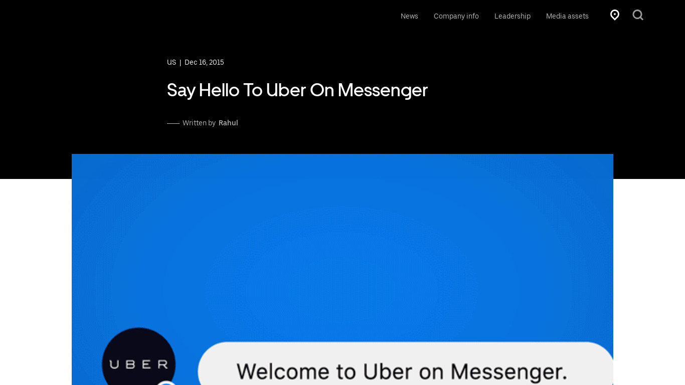 Uber on Messenger Landing page