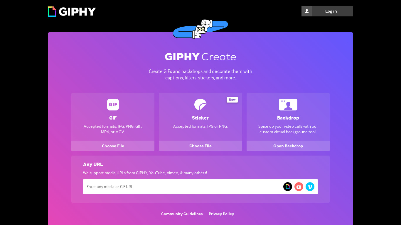 GIPHY Create Landing page