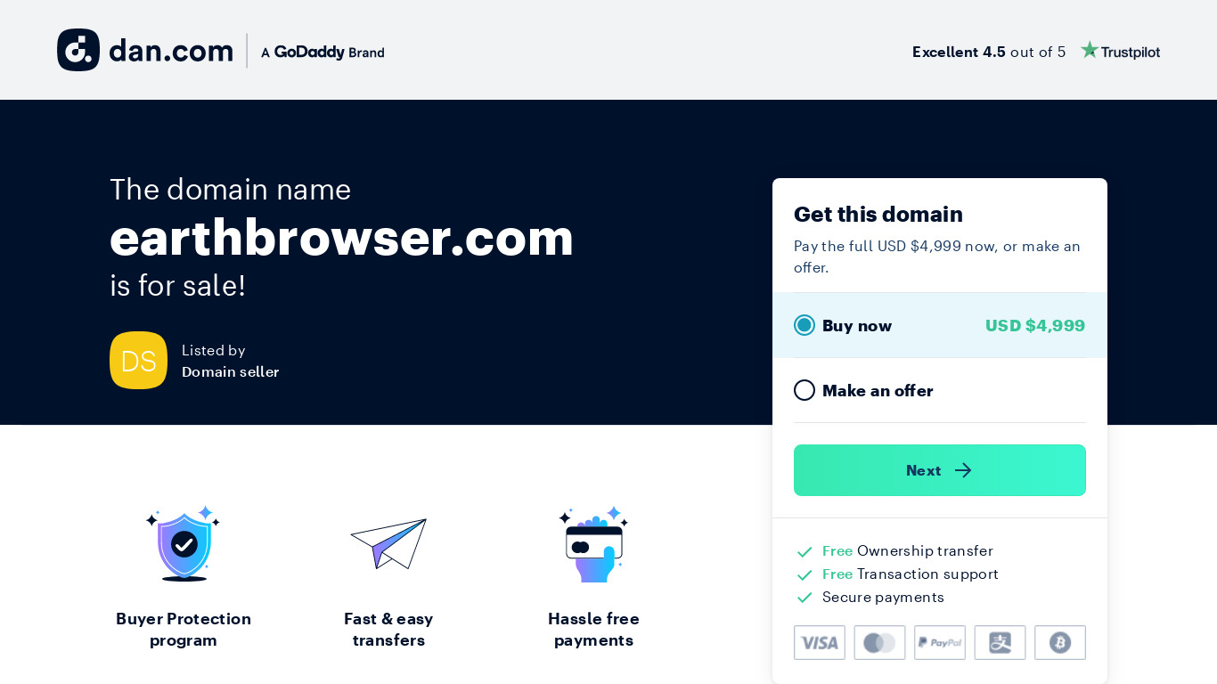Earth Browser Landing page